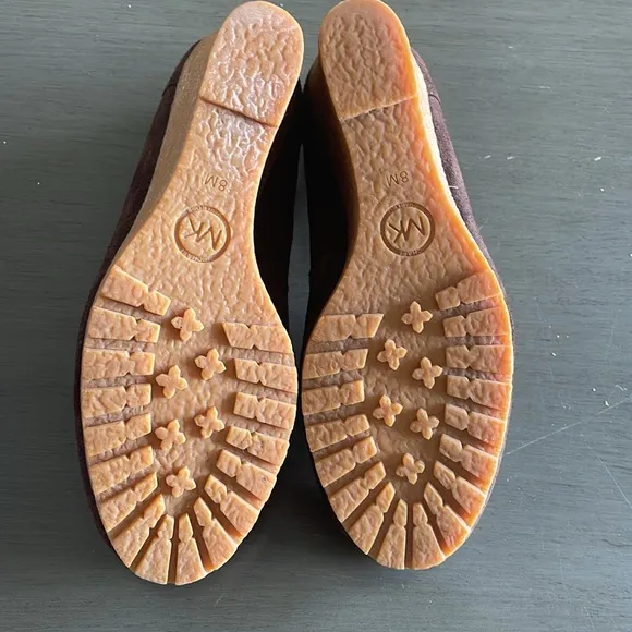 Michael Kors Brown Suede Leather Rory Loafer Wedge Shoes Women’s Size 8