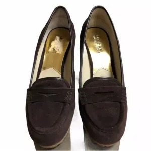 Michael Kors Brown Suede Leather Rory Loafer Wedge Shoes Women’s Size 8