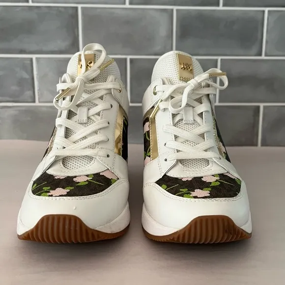 Michael Kors Georgie Trainer Sneakers Shoes Floral Leather Womens Size 7 New
