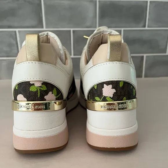 Michael Kors Georgie Trainer Sneakers Shoes Floral Leather Womens Size 7 New