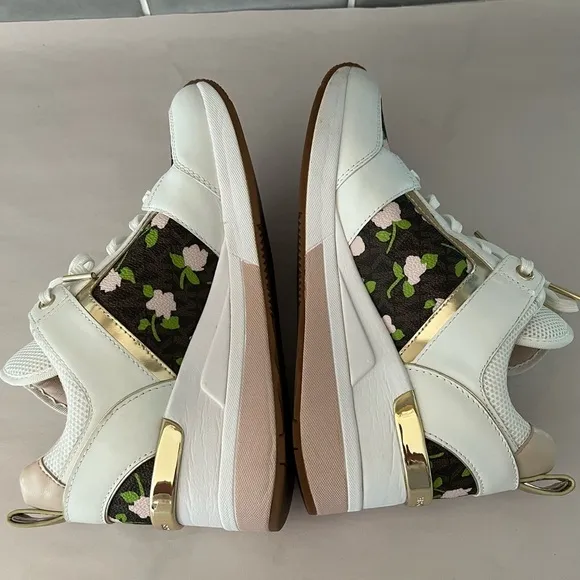 Michael Kors Georgie Trainer Sneakers Shoes Floral Leather Womens Size 7 New