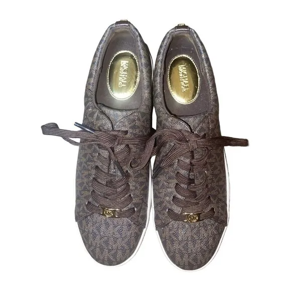 MICHAEL Michael Kors Keaton Logo Print Lace Up Sneakers Shoes Women’s Size 8M