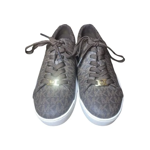 MICHAEL Michael Kors Keaton Logo Print Lace Up Sneakers Shoes Women’s Size 8M