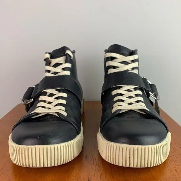 Micheal Bastian men’s navy leather hi top sneakers shoes size 9.5