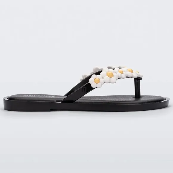 Mini Melissa Girl’s Spring Flip Flop - Black/White