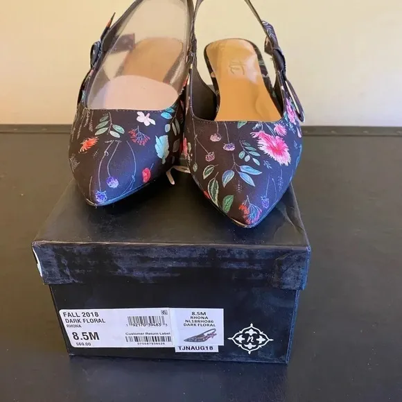 Nanette Lenore Rhonda Dark Floral Kitten Heels Women’s Size 8.5M