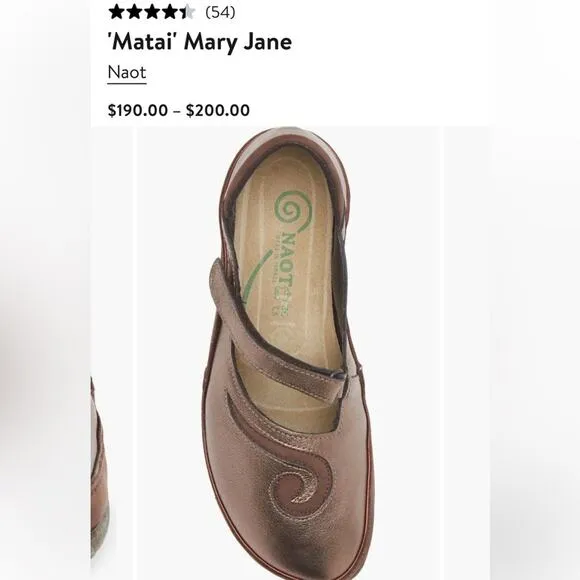 Naot Matai Mary Jane Leather Shoes Women’s Size 7 Bronze Metallic