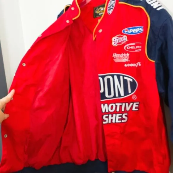 Nascar Jeff Gordon Dupont Motorsports racing patches embroidered jacket XL