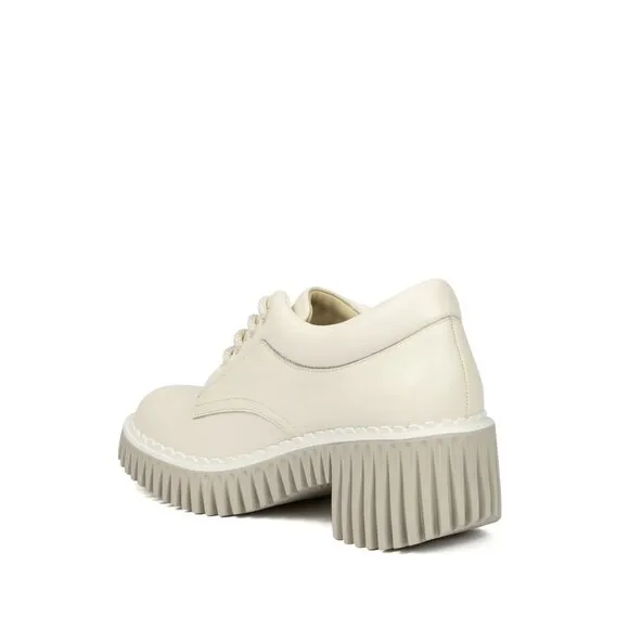 NEW 4CCCCEES womens Leather Plita Cita Heeled Oxford Shoes Ivory 253
