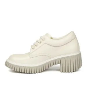 NEW 4CCCCEES womens Leather Plita Cita Heeled Oxford Shoes Ivory 253