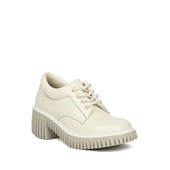 NEW 4CCCCEES womens Leather Plita Cita Heeled Oxford Shoes Ivory 253