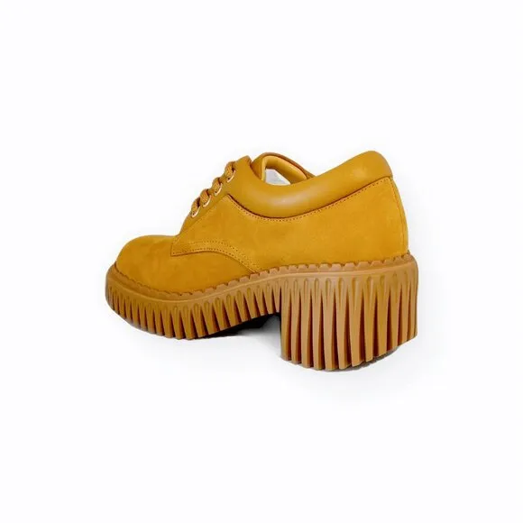 NEW 4CCCCEES womens Leather Plita Cita Heeled Oxford Shoes mustard 253