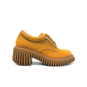 NEW 4CCCCEES womens Leather Plita Cita Heeled Oxford Shoes mustard 253