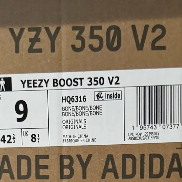New adidas Yeezy 350 v2 Bone White size 9 men’s shoes