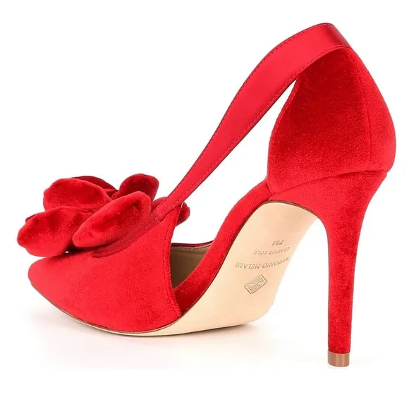 🌸NEW ANTONIO MELANI RED VELVET WOMEN’S SHOES 👠 Size 8 WOTH BOX.