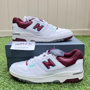 New balance 550 white burgundy shoes