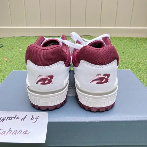 New balance 550 white burgundy shoes