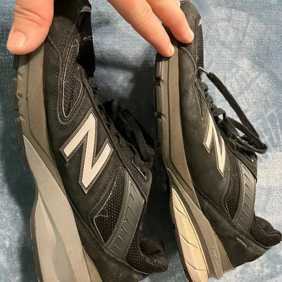 New Balance 990v5 M990BK5 Mens Black Lace Up Low Top Running Shoes Size US 12