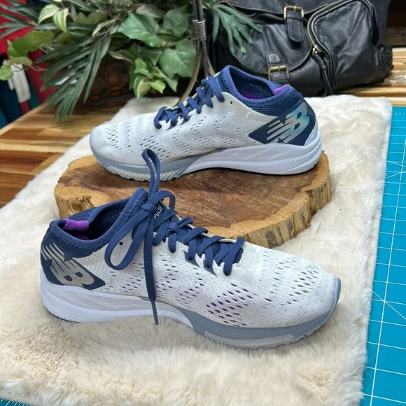New‎ Balance Fuel Cell Impulse White, Navy Blue, and a bit of Purple women’s 7.5