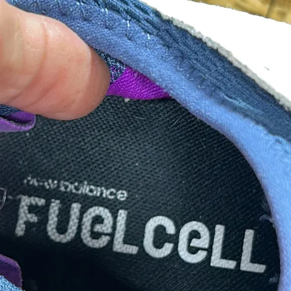 New‎ Balance Fuel Cell Impulse White, Navy Blue, and a bit of Purple women’s 7.5