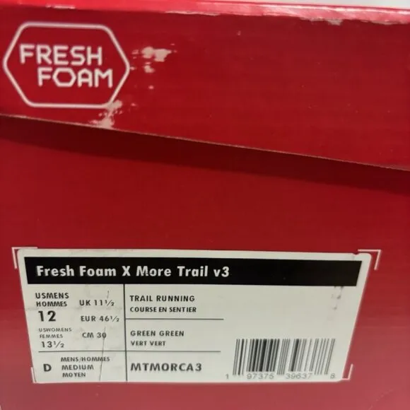 New Balance Men’s Fresh Foam X More Trail V3 Green Running Shoes, Size 12 M