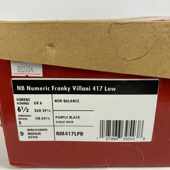 NEW BALANCE Numeric Franky Villani 417 Low NB Burgundy Shoes Sz Women 8 Men 6.5