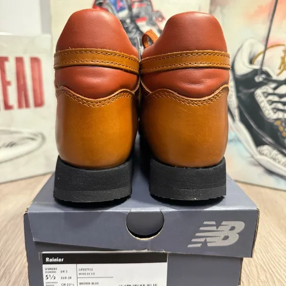 New Balance Rainier Shoes Mens 5.5/ Women’s 7 Glazed Ginger Brown Blue URAINOG