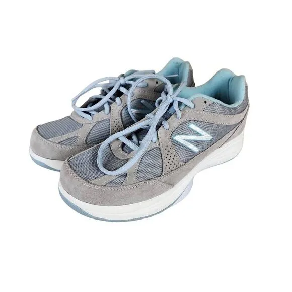 New Balance- Women’s 877 Mesh Comfort Walking Shoes Grey &amp; Blue, Size 8.5 WIDE