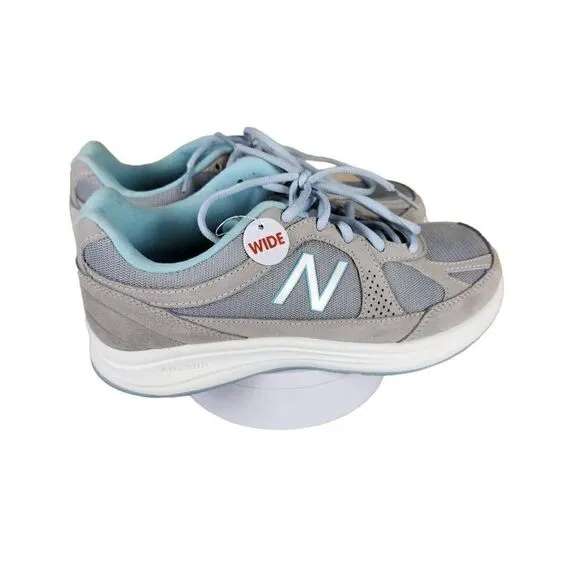 New Balance- Women’s 877 Mesh Comfort Walking Shoes Grey &amp; Blue, Size 8.5 WIDE