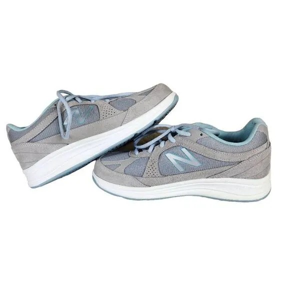 New Balance- Women’s 877 Mesh Comfort Walking Shoes Grey &amp; Blue, Size 8.5 WIDE