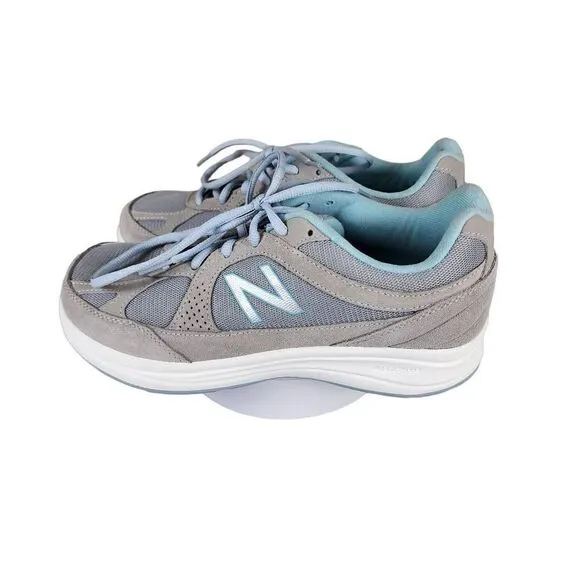 New Balance- Women’s 877 Mesh Comfort Walking Shoes Grey &amp; Blue, Size 8.5 WIDE