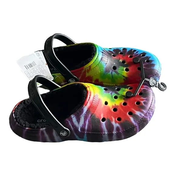 NEW Baya Lined Tie Dye CROCS CLOG SHOES Mens 10 Womens 12 Multicolor NWT!