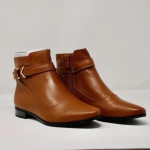 *NEW* Calvin Klein Farryn Nappa Leather Booties in Cognac Women's Size 5.5