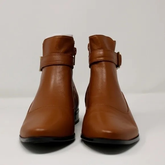 *NEW* Calvin Klein Farryn Nappa Leather Booties in Cognac Women's Size 5.5