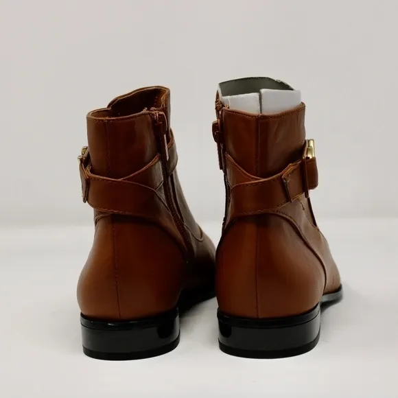 *NEW* Calvin Klein Farryn Nappa Leather Booties in Cognac Women's Size 5.5