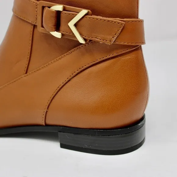 *NEW* Calvin Klein Farryn Nappa Leather Booties in Cognac Women's Size 5.5