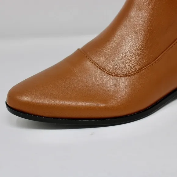 *NEW* Calvin Klein Farryn Nappa Leather Booties in Cognac Women's Size 5.5