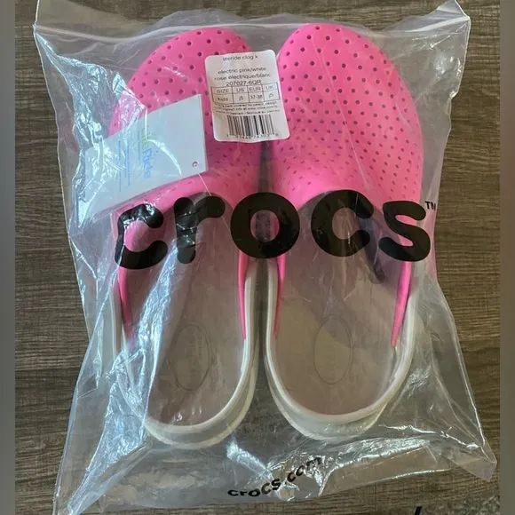 NEW-Crocs Unisex-Child Kids' Literide Clog. ElectricPink/White Size j5. (No box)