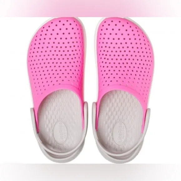 NEW-Crocs Unisex-Child Kids' Literide Clog. ElectricPink/White Size j5. (No box)