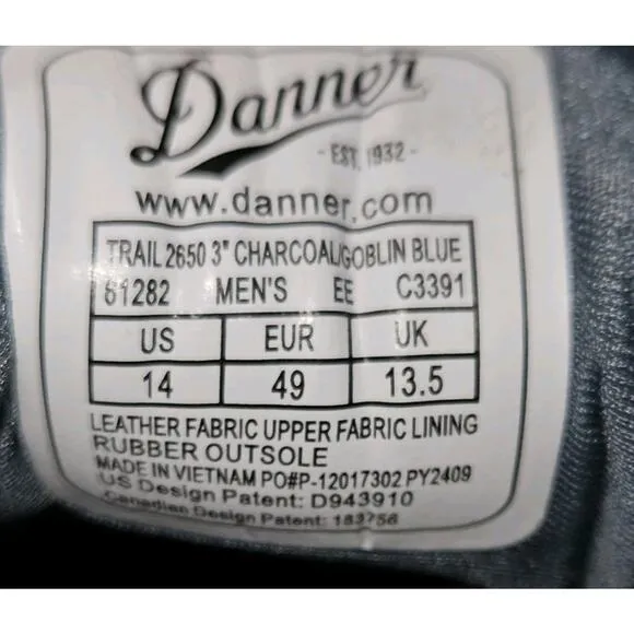 New! Danner Trail 2650 Mens Hiking Shoes Durable Suede, Lightweight Sz 14 $170