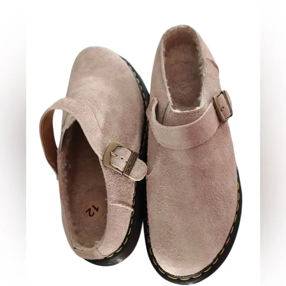 NEW Dr. Martens Isham Desert Oasis Suede Mules Shoes Shearling Lined size 12