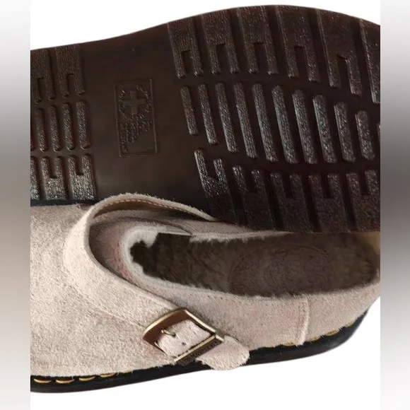 NEW Dr. Martens Isham Desert Oasis Suede Mules Shoes Shearling Lined size 12