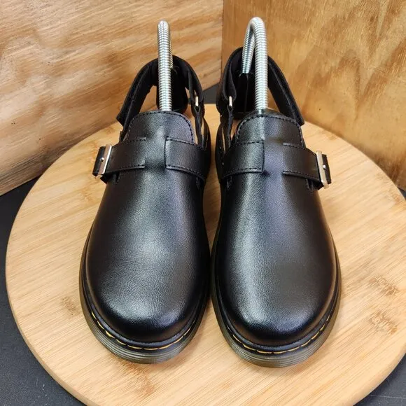 New Dr. Martens Jorgie Womens Black Leather Slingback Clog Mules Size 7