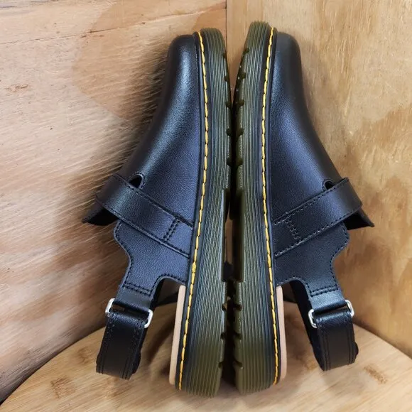 New Dr. Martens Jorgie Womens Black Leather Slingback Clog Mules Size 7