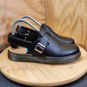 New Dr. Martens Jorgie Womens Black Leather Slingback Clog Mules Size 7