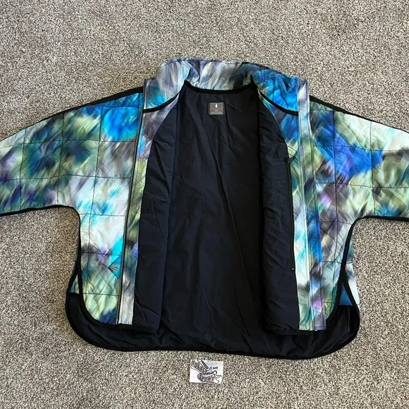 New Free People Movement FP Pippa Printed Blurry Blue Pullover Zip Jacket Womens