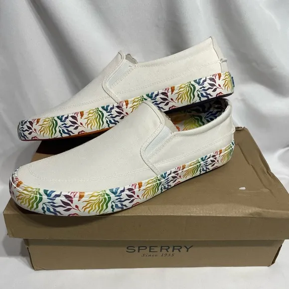 NEW in box Mens size 13 Sperry Striper TG Twin Gore shoes rainbow pride LQBTQ