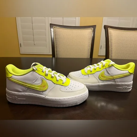 New Nike Air Force 1 White Volt Sneaker Shoes Size US 6.5Y