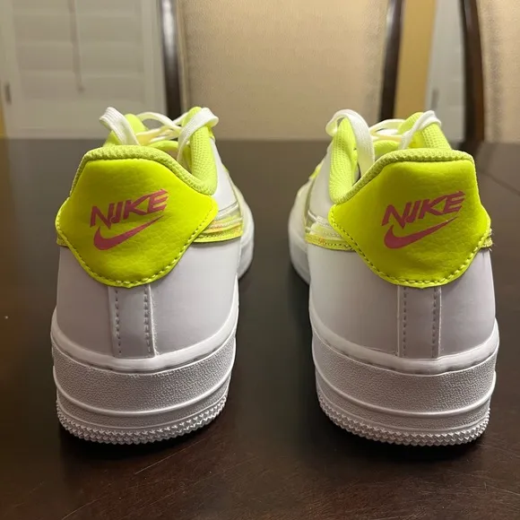 New Nike Air Force 1 White Volt Sneaker Shoes Size US 6.5Y
