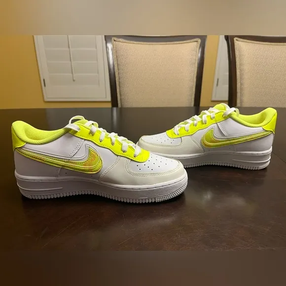 New Nike Air Force 1 White Volt Sneaker Shoes Size US 6.5Y